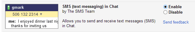 enable sms text messaging in google chat