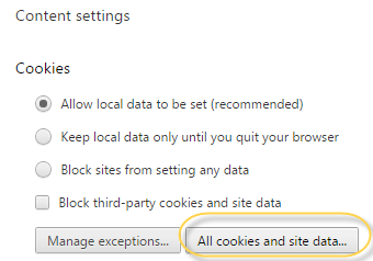 clear cookies and data in google chrome