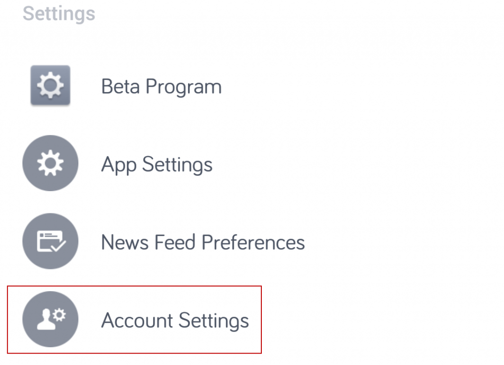 facebook account settings on facebook app
