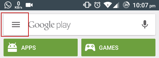 google play store menu icon on android