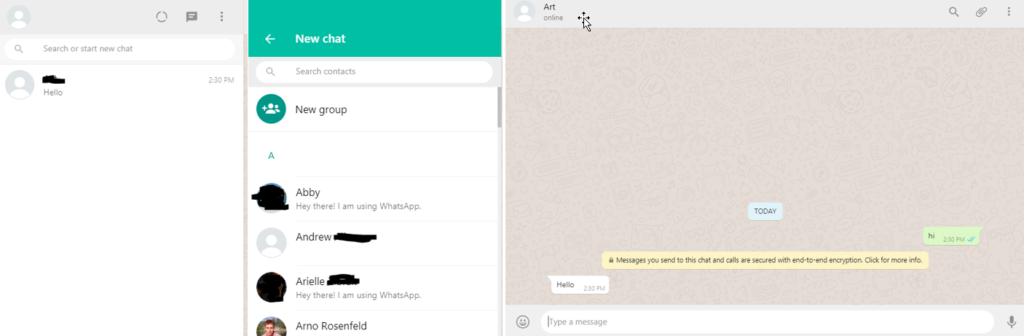 find contacts on whatsapp web